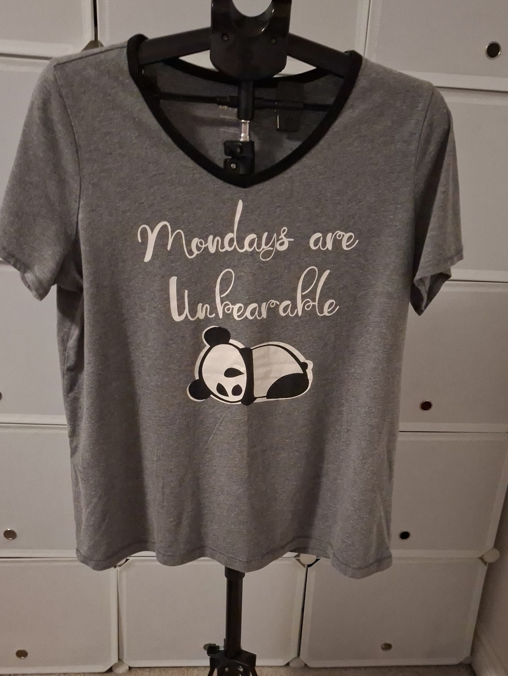 Deesse Lingerie Grey Panda Graphic Sleep Tee
